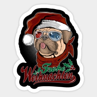 Frohe Weihnachten cute pug Sticker